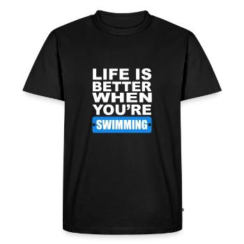La vie est meilleure quand tu nages! - Cadeau - T-shirt Premium bio Homme - noir - Devant - Nico (187cm)
