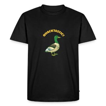 Quack - Quackastic! Duck - wild duck - Men's Premium Organic T-Shirt - black - Front - Nico (187cm)