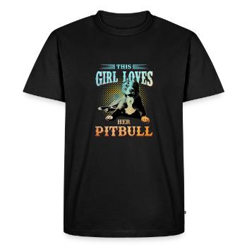 Pitbull chien chien de combat amour fille - T-shirt Premium bio Homme - noir - Devant - Nico (187cm)