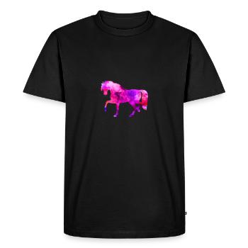 Cheval animaux drôles aquarelle bleu-rose t-shirt Kin - T-shirt Premium bio Homme - noir - Devant - Nico (187cm)