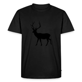 Hirsch - Männer Premium Bio T-Shirt - Schwarz - Vorne - Nico (187cm)
