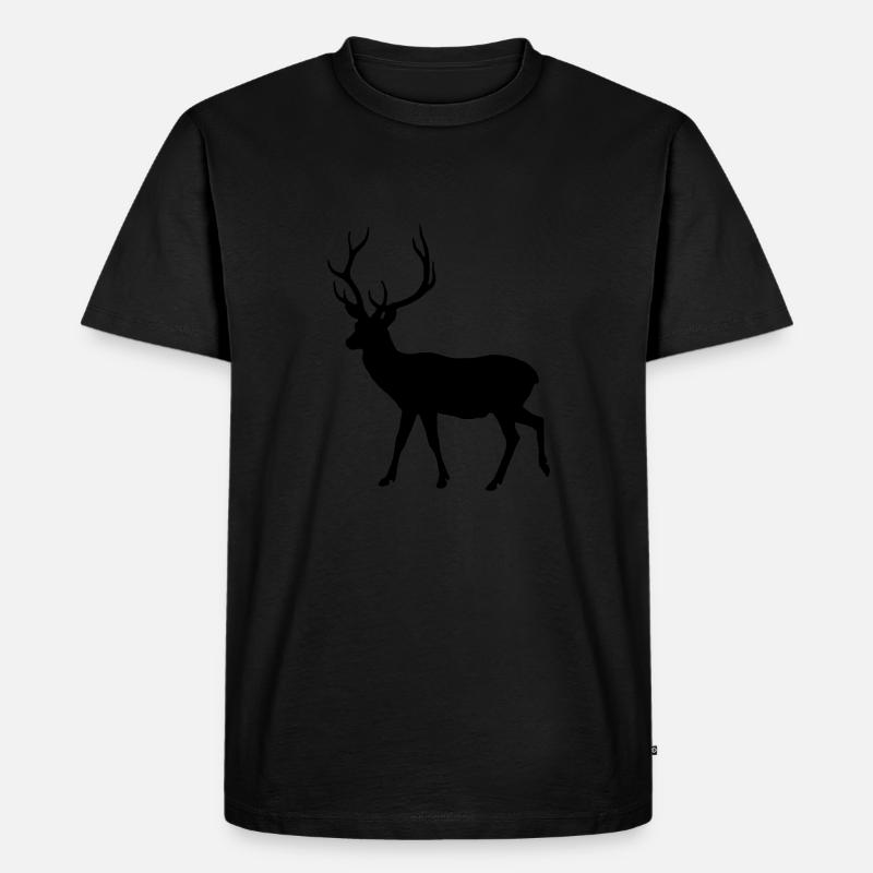 Hirsch - Männer Premium Bio T-Shirt - Schwarz