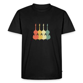 Double Bass 70s Retro Look - Men's Premium Organic T-Shirt - black - Front - Nico (187cm)