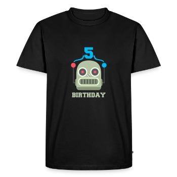Fête d'anniversaire des enfants 5 anniversaire robot - T-shirt Premium bio Homme - noir - Devant - Nico (187cm)