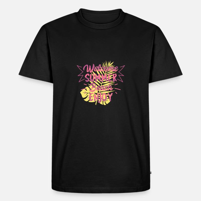 Willkommen Sommer Strand - Männer Premium Bio T-Shirt - Schwarz