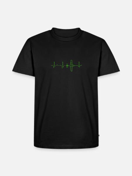 Aircraft ECG heartbeat - Men's Premium Organic T-Shirt - black
