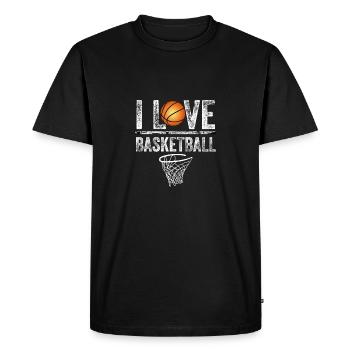 J'aime le basketball - T-shirt Premium bio Homme - noir - Devant - Nico (187cm)