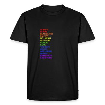 La science est réelle - LGBT - T-shirt Premium bio Homme - noir - Devant - Nico (187cm)