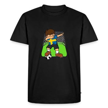 Suède Soccer Ball Dabbing Kid Suédois Football - T-shirt Premium bio Homme - noir - Devant - Nico (187cm)