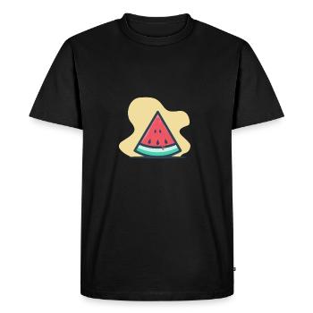 Été à nouveau - pastèque - présent - T-shirt Premium bio Homme - noir - Devant - Nico (187cm)