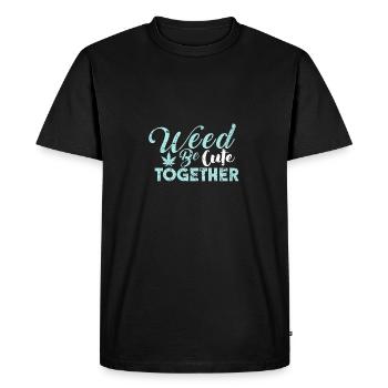 Weed be Cute Together sort amour fumer Sexe - T-shirt Premium bio Homme - noir - Devant - Nico (187cm)