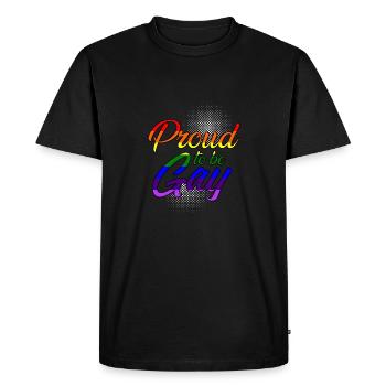 Fier d'être gay - T-shirt Premium bio Homme - noir - Devant - Nico (187cm)