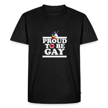 Fier d'être gay - T-shirt Premium bio Homme - noir - Devant - Nico (187cm)