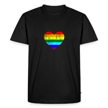 Heart LGTB Pride gay gay rainbow - Men's Premium Organic T-Shirt - black - Front - Nico (187cm)