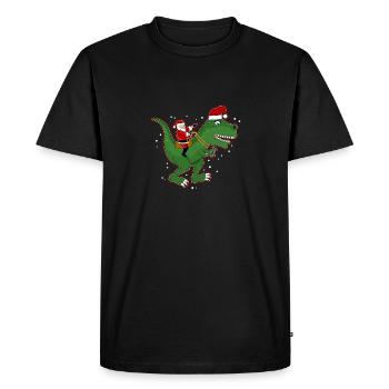 Santa équitation dinosaure Trex Noël amusant - T-shirt Premium bio Homme - noir - Devant - Nico (187cm)