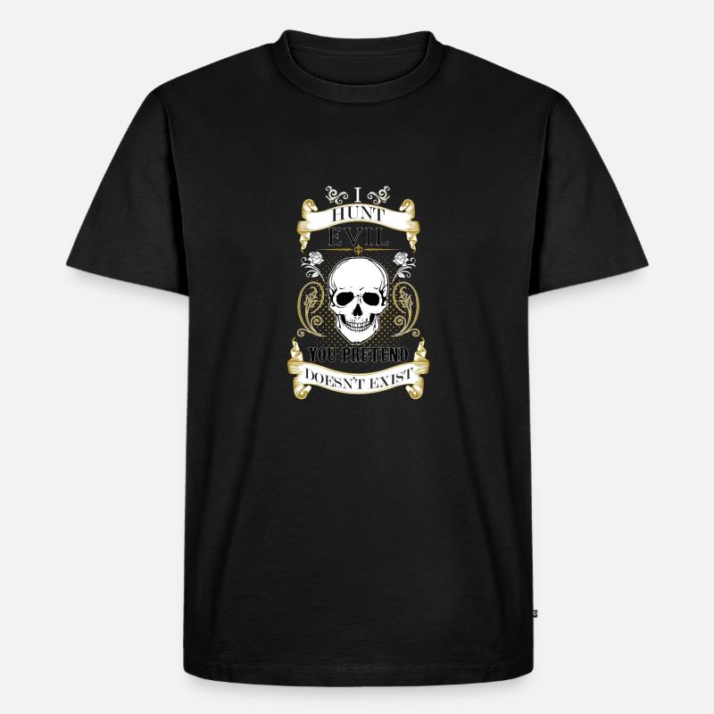 I hunt evil - Männer Premium Bio T-Shirt - Schwarz
