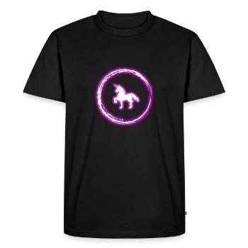 Glow Circle Pink Licorne au néon effet lumineux rétro - T-shirt Premium bio Homme - noir - Devant - Nico (187cm)