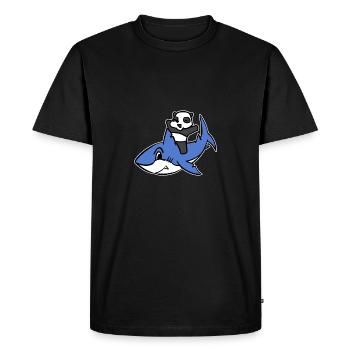 Panda Riding A Shark T-Shirt Funny Sichuan Panda - Men's Premium Organic T-Shirt - black - Front - Nico (187cm)