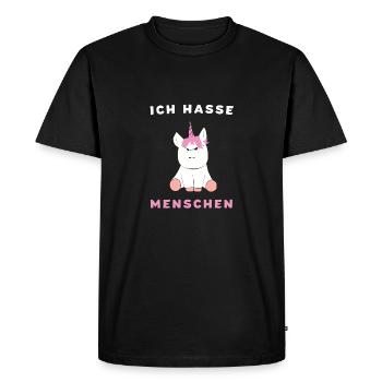 Je déteste les gens cadeau de licorne - T-shirt Premium bio Homme - noir - Devant - Nico (187cm)