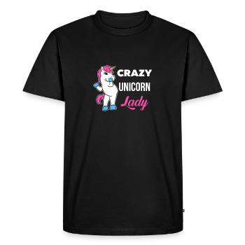 Crazy Unicorn Lady T-Shirt Funny Magical Unicorn - T-shirt Premium bio Homme - noir - Devant - Nico (187cm)