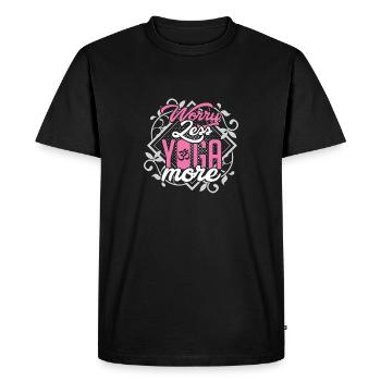 Worry-less yoga - Men's Premium Organic T-Shirt - black - Front - Nico (187cm)