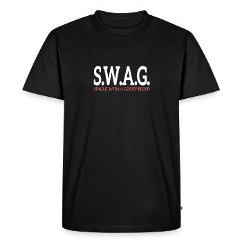 Swag - single with good friends - Men's Premium Organic T-Shirt - black - Front - Nico (187cm)