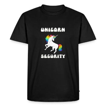 Sécurité de la Licorne - T-shirt Premium bio Homme - noir - Devant - Nico (187cm)