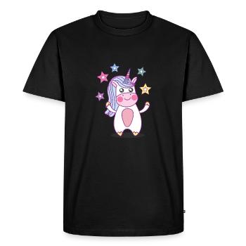 Petite Licorne - Bébé Licorne - T-shirt Premium bio Homme - noir - Devant - Nico (187cm)
