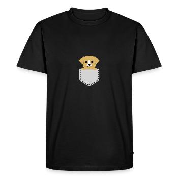 Chien doux dans un sac - T-shirt Premium bio Homme - noir - Devant - Nico (187cm)