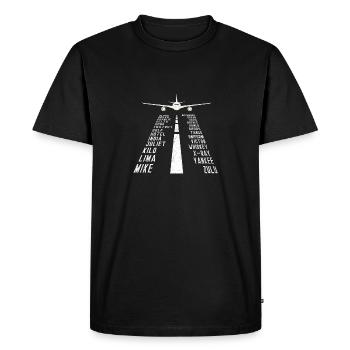Alphabet militaire cool - cadeau de pilote d'avion - T-shirt Premium bio Homme - noir - Devant - Nico (187cm)
