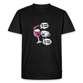 Wine Coffee Lover Love Fight Wineglass Mug - Men's Premium Organic T-Shirt - black - Front - Nico (187cm)