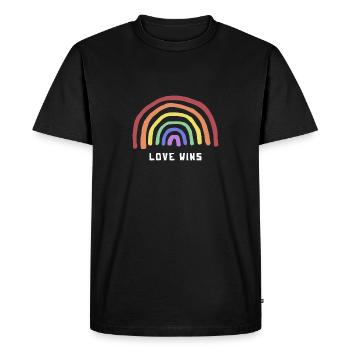 L'amour gagne le cadeau arc-en-chemise - T-shirt Premium bio Homme - noir - Devant - Nico (187cm)