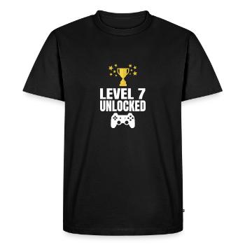 Level 7 Unlocked 7th Birthday Gambler Tshirt - Men's Premium Organic T-Shirt - black - Front - Nico (187cm)