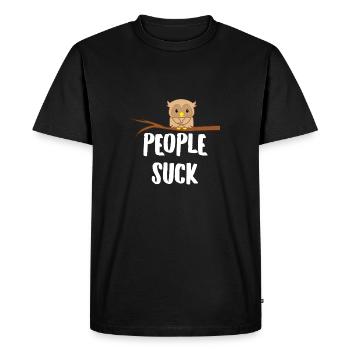 Chouette - Chouette - Chouette - Chouette T-shirt - Les gens sucent - T-shirt Premium bio Homme - noir - Devant - Nico (187cm)