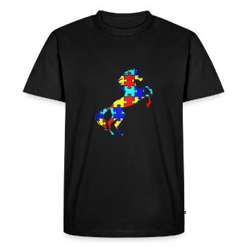 Unicorn Autism Puzzle Symbol T-Shirt Magical - Men's Premium Organic T-Shirt - black - Front - Nico (187cm)