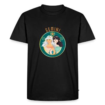 Zodiaque - Horoscope - Gémeaux - Cadeaux - T-shirt Premium bio Homme - noir - Devant - Nico (187cm)