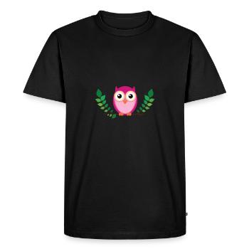Petit hibou rose - T-shirt Premium bio Homme - noir - Devant - Nico (187cm)