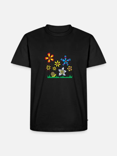 Snail on flower meadow - Men's Premium Organic T-Shirt - black