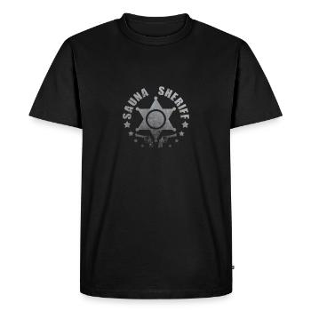 Shérif de sauna - T-shirt Premium bio Homme - noir - Devant - Nico (187cm)