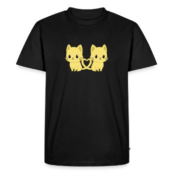 Chat - T-shirt Chats - Chats - Chat amoureux - T-shirt Premium bio Homme - noir - Devant - Nico (187cm)