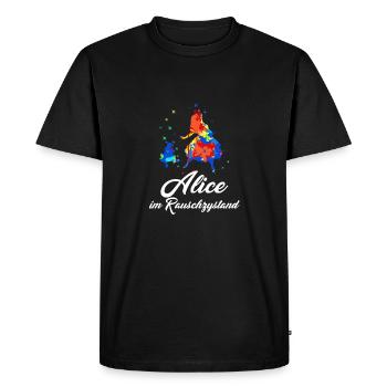 Alice au 9e âge - T-shirt Premium bio Homme - noir - Devant - Nico (187cm)