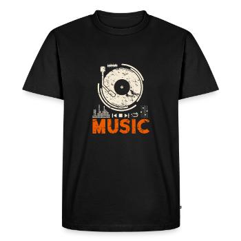 Music Music Record Player DJ Gift - Men's Premium Organic T-Shirt - black - Front - Nico (187cm)