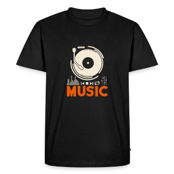 Music Music Record Player DJ Gift - Men's Premium Organic T-Shirt - black - Front - Nico (187cm)