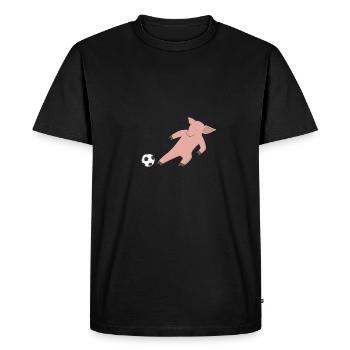Pig joue au football - T-shirt Premium bio Homme - noir - Devant - Nico (187cm)