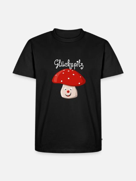 Glückspilz - Männer Premium Bio T-Shirt - Schwarz