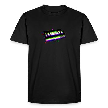 VHS Glitch Vaporwave Aesthetic Retro 90s Kid - Men's Premium Organic T-Shirt - black - Front - Nico (187cm)