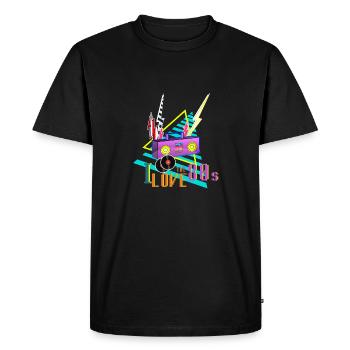I LOVE THE 80s I love the 80s party stereo - Men's Premium Organic T-Shirt - black - Front - Nico (187cm)