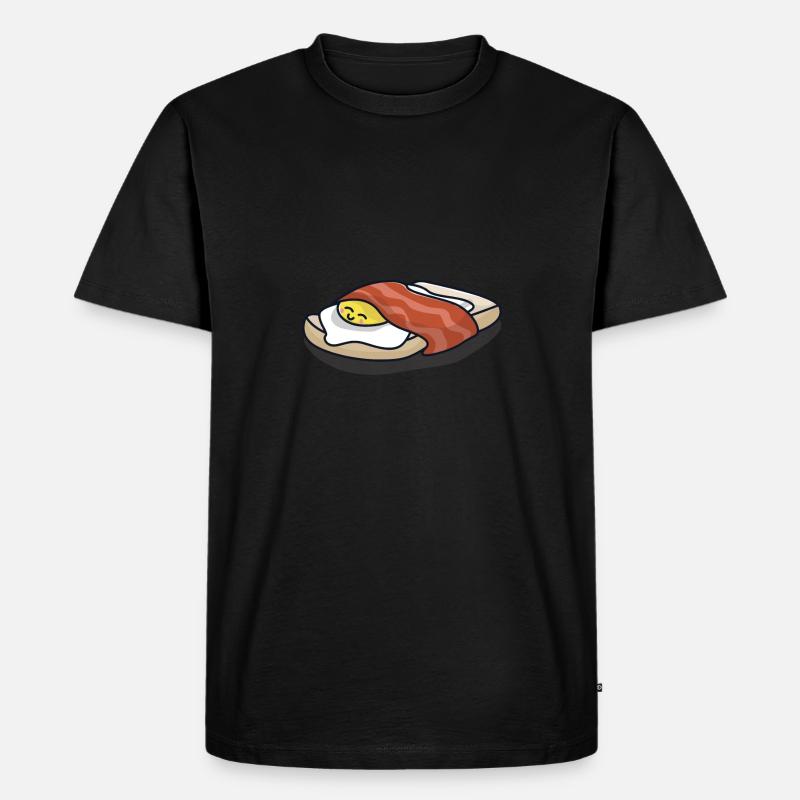 Spiegelei Speck Frühstück schläft - Männer Premium Bio T-Shirt - Schwarz