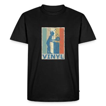Rétro Vintage Style DJ Deejee Vinyle Disque - T-shirt Premium bio Homme - noir - Devant - Nico (187cm)