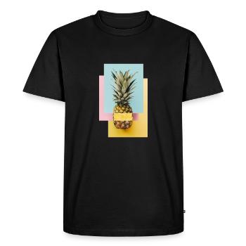 Ananas coloré / idée cadeau - T-shirt Premium bio Homme - noir - Devant - Nico (187cm)